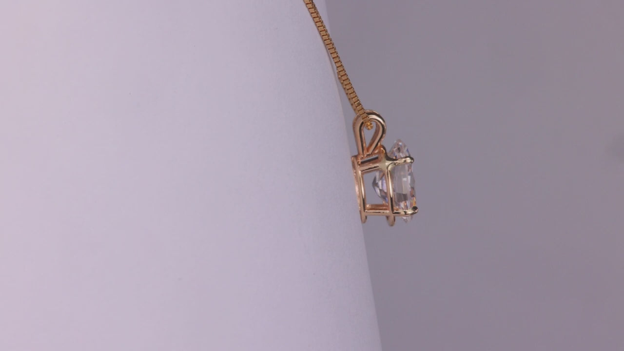 14K Yellow Gold Oval Cut Cubic Zirconia Pendant