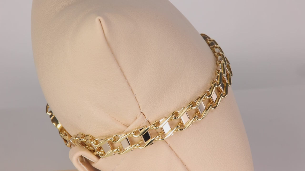14K Yellow Gold Fancy Bar Link Bracelet