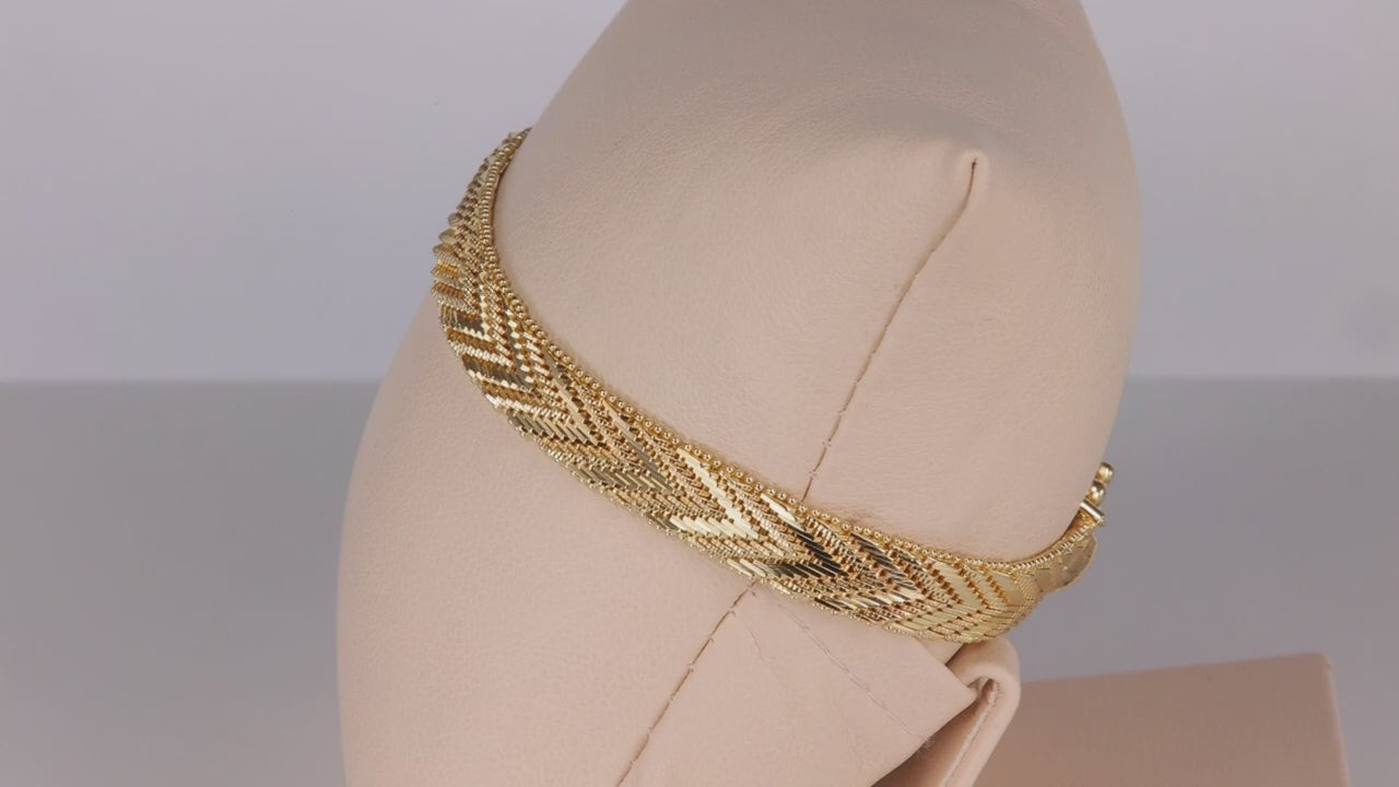 14K Yellow Gold Chevron Link Bracelet 7"