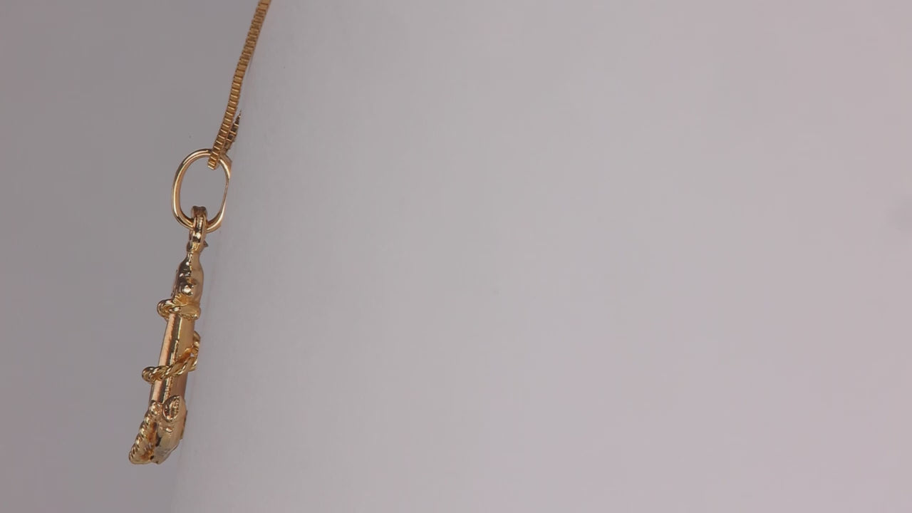 14K Yellow Gold Anchor Pendant