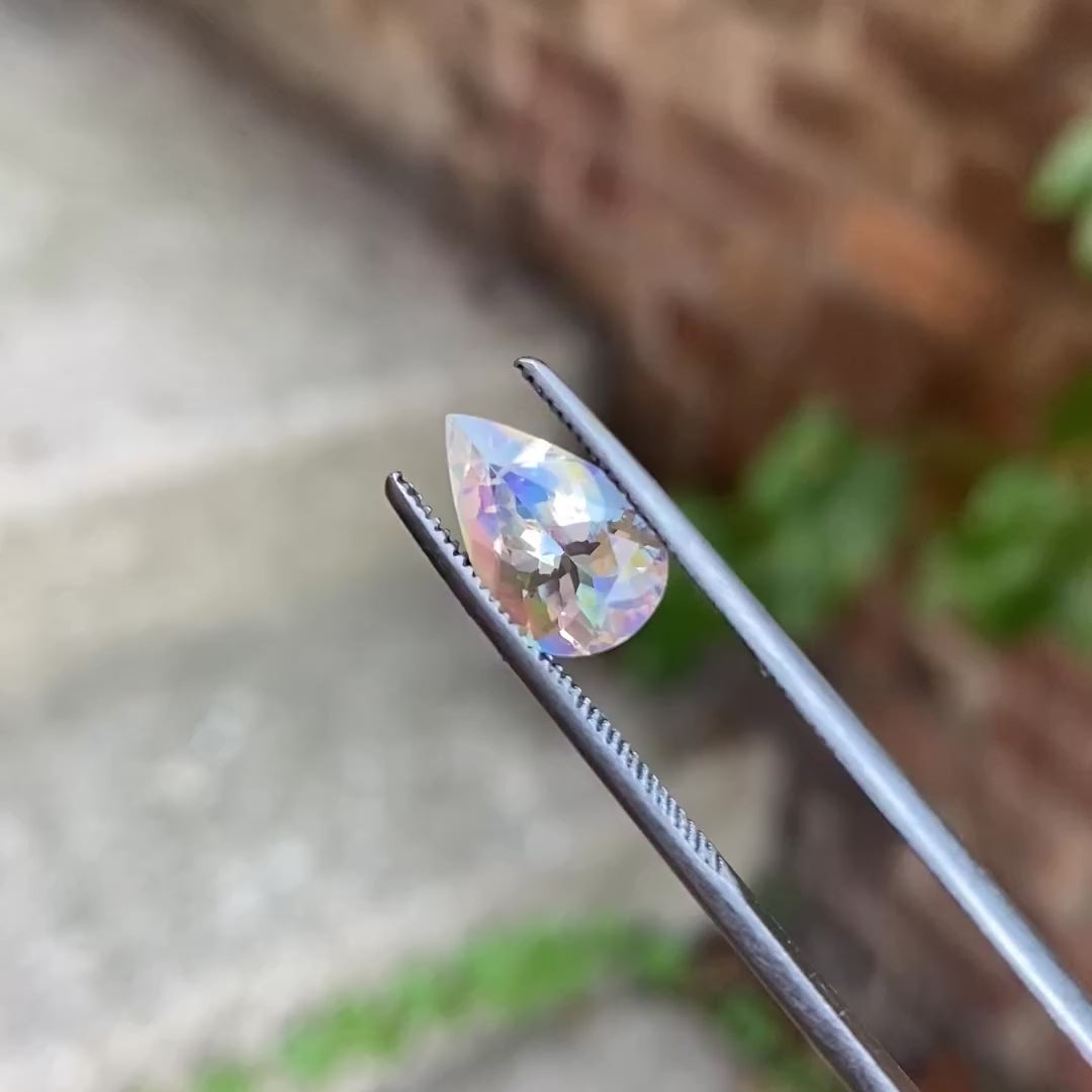 Pear Shape Brilliant Cut Rainbow Moonstone 2.85cts