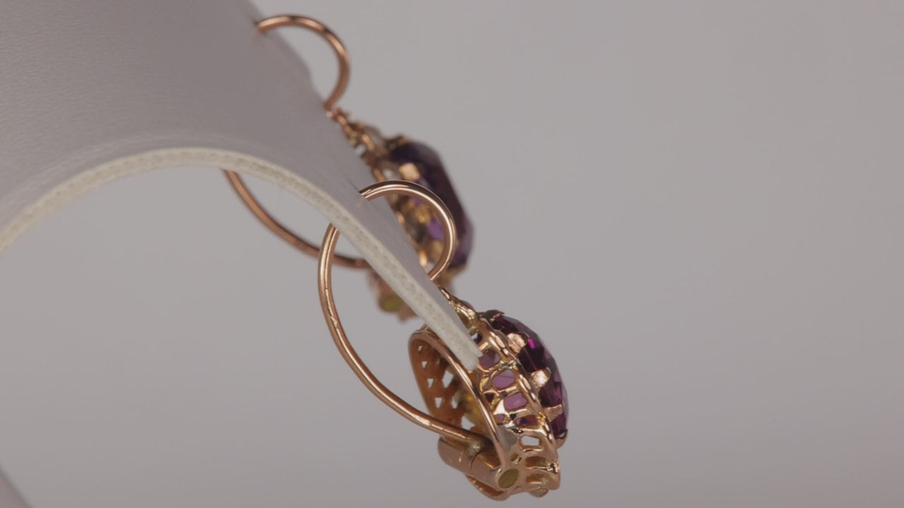 14K Yellow Gold Glass And Seed Pearl Earrings