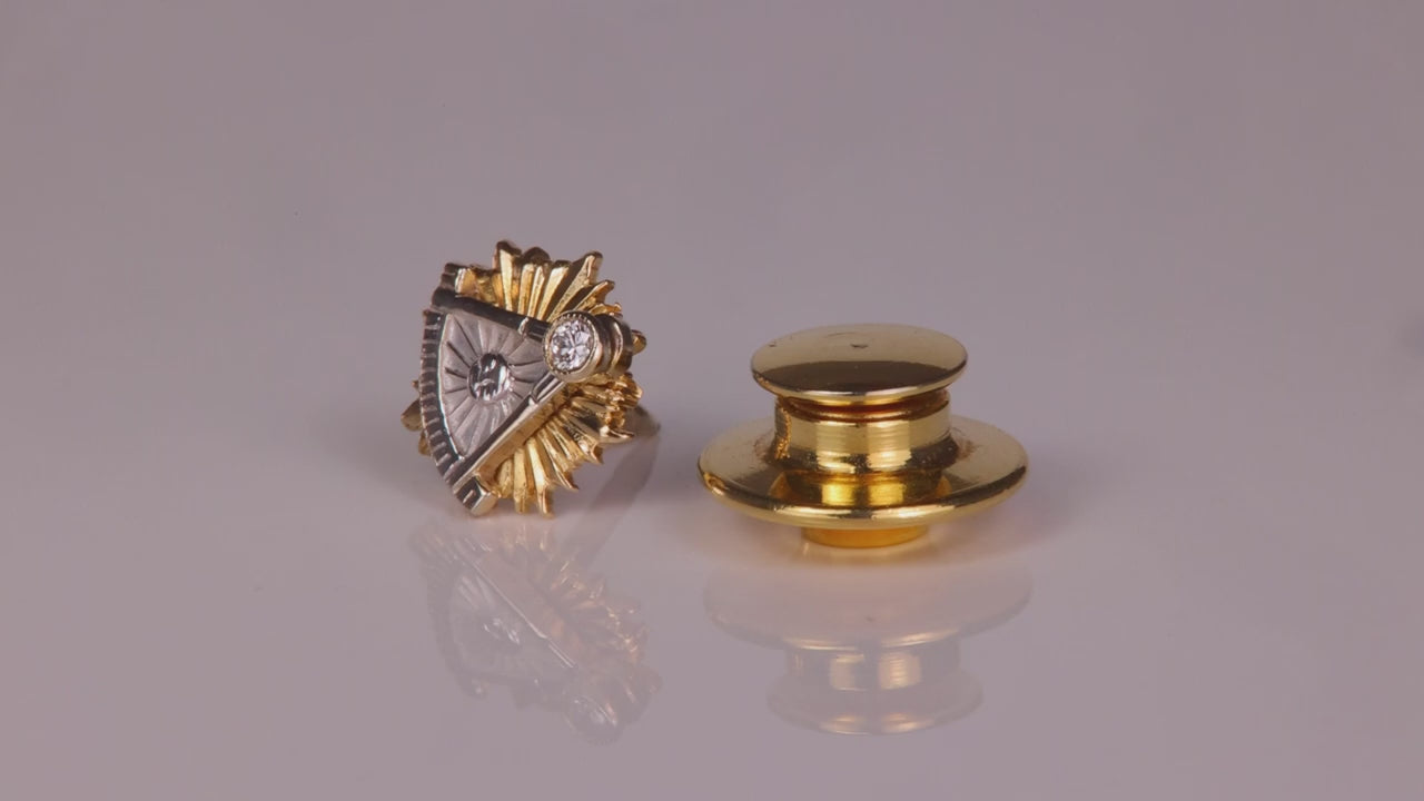 10K Yellow Gold Masonic Past Master's Jewel with Diamond Accent