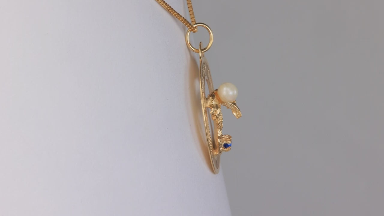 14K Yellow Gold Pearl Accented Jamaica Pendant