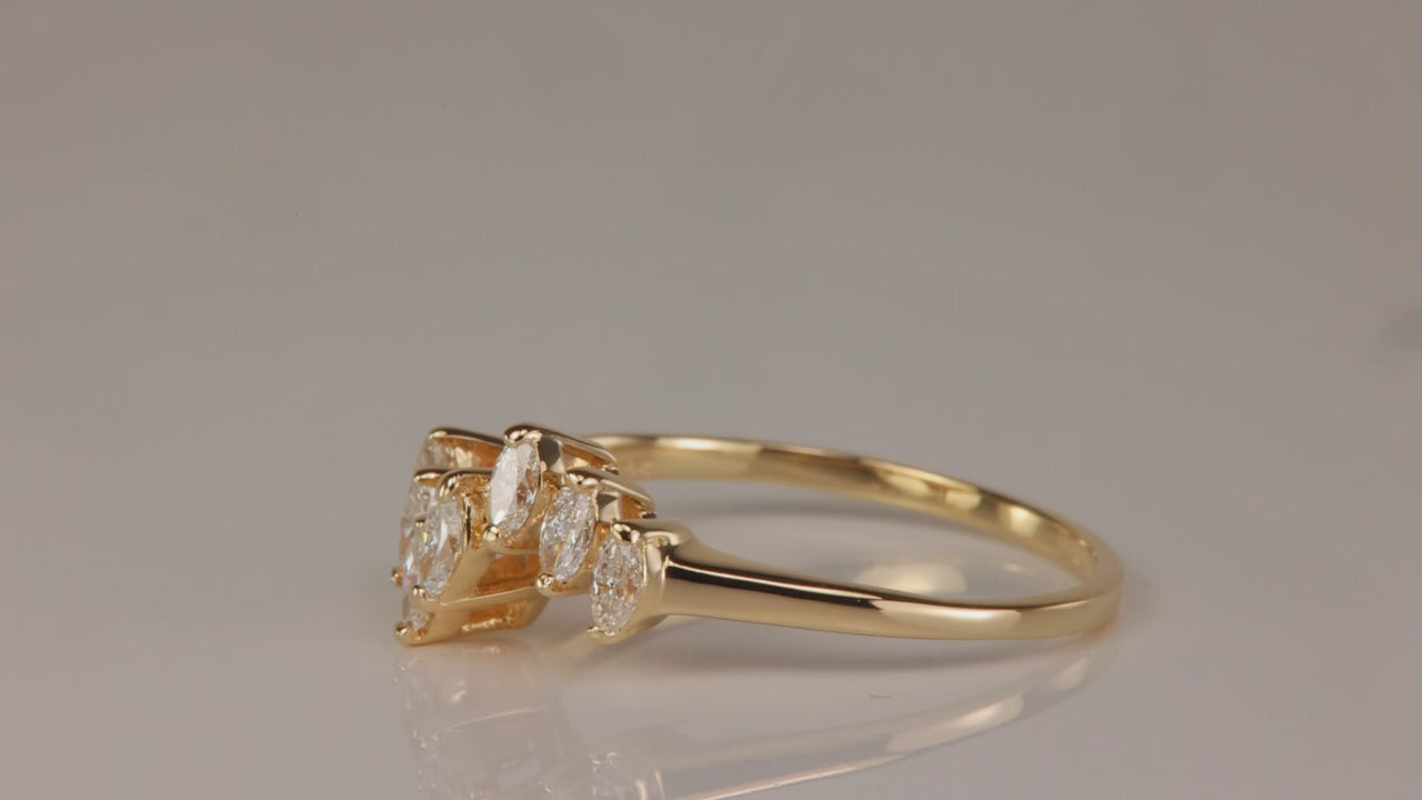 14K Yellow Gold Marquise Diamond Zig Zag Ring .36cts
