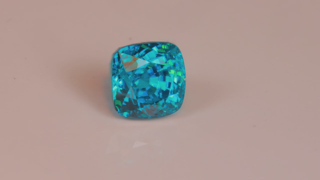 Square Cushion Cut Blue Zircon 5.54 Carats