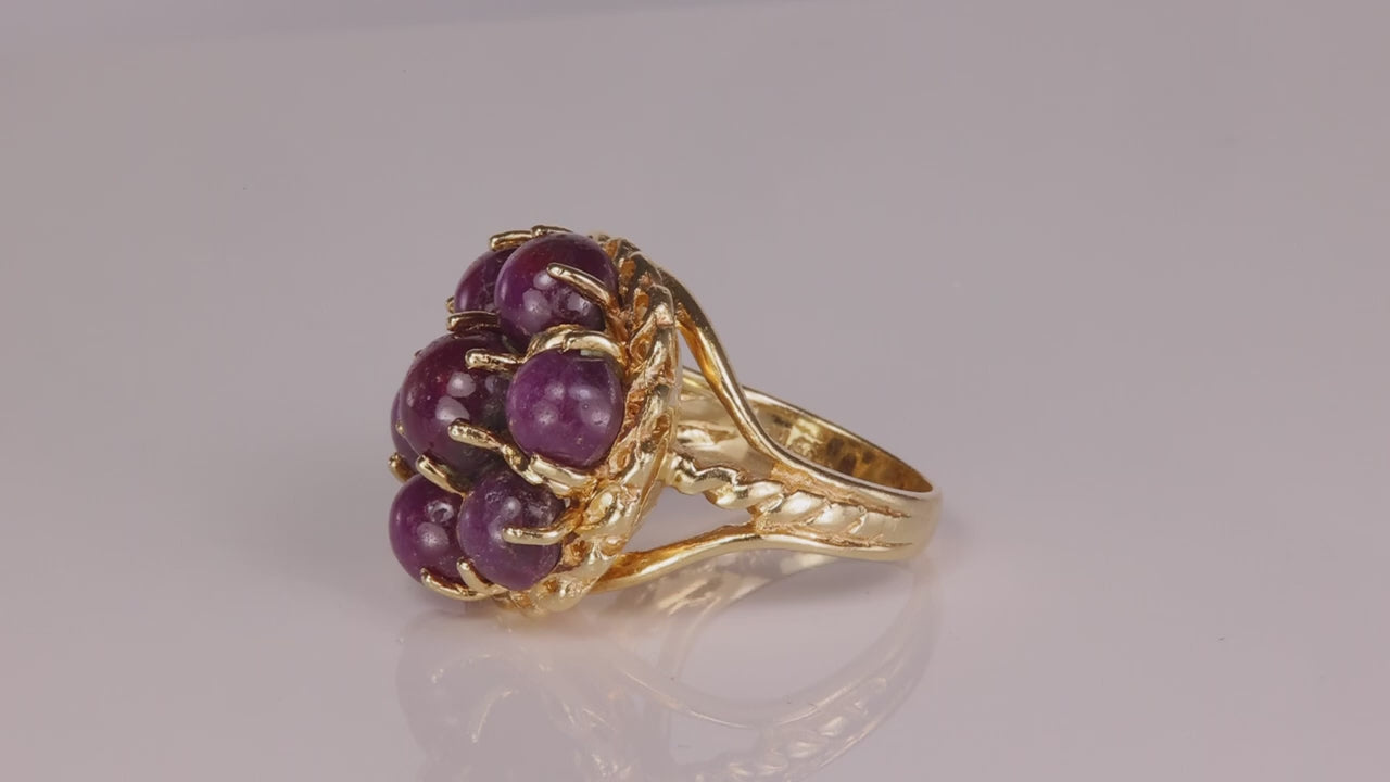 14K Yellow Gold Star Ruby Statement Ring 15cts