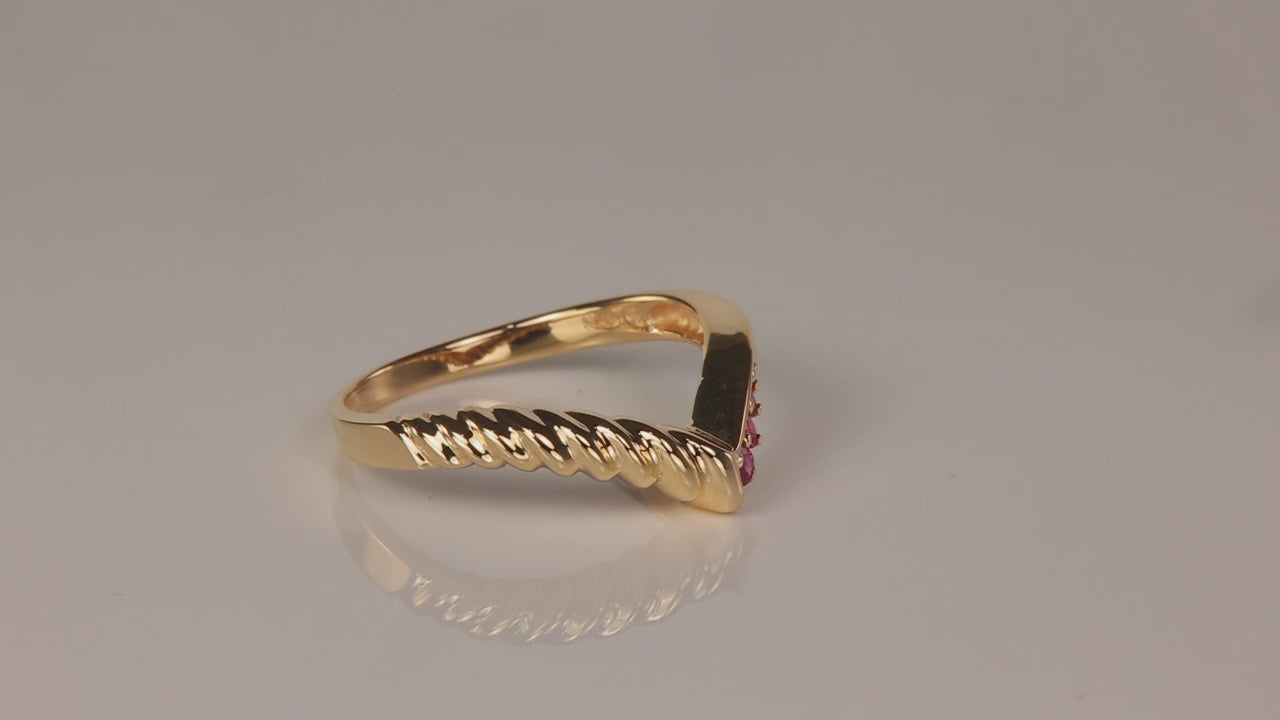 14K Yellow Gold Ruby Contour Ring .20cts