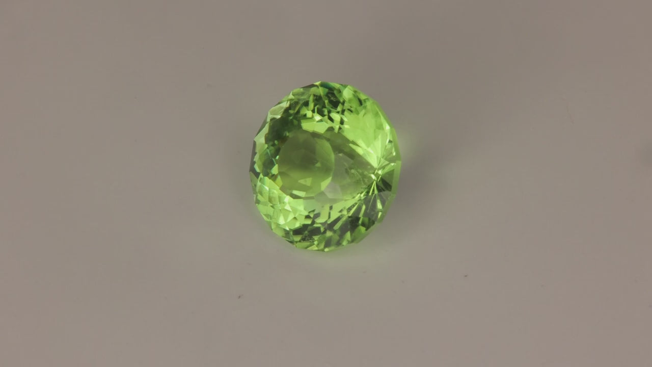 Round Portuguese Cut Himalayan Peridot 7.35 Carats