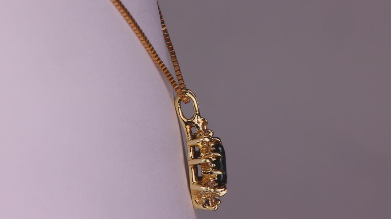 14K Yellow Gold Sapphire and Diamond Pendant .60cts
