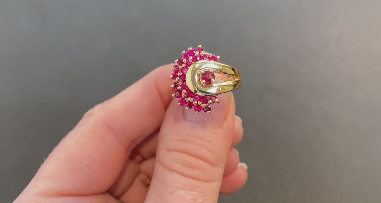 14K Yellow Gold Fine Ruby Ring 1.10 Carats