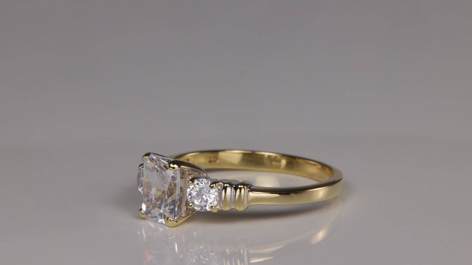 10K Yellow Gold Emerald Cut Cubic Zirconia Ring