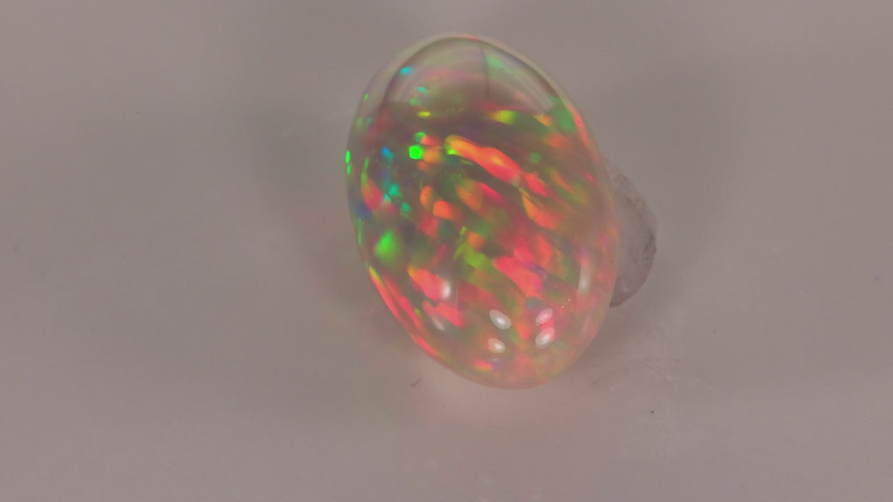 Oval Cabochon Semi Black Welo Opal Gemstone 17.49 Carats