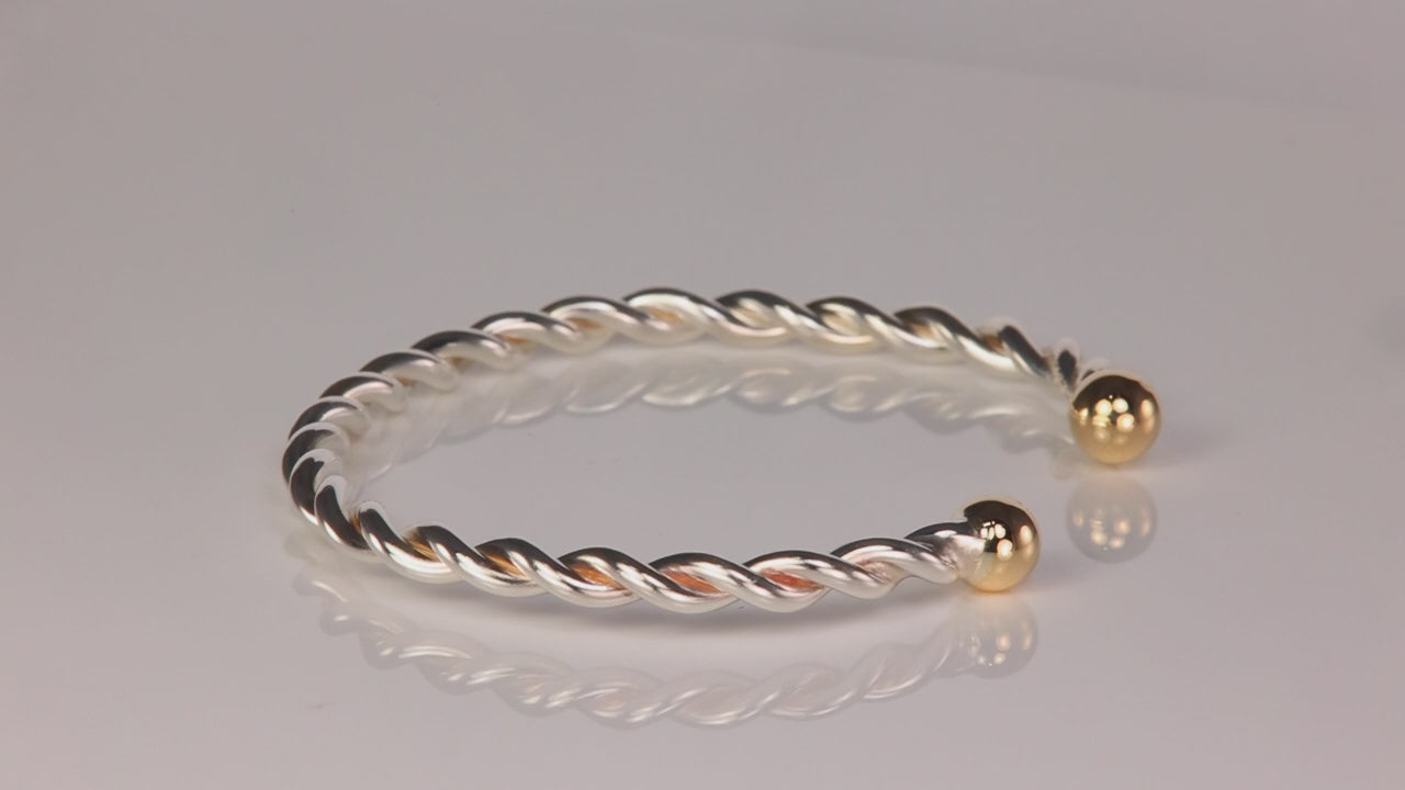 Sterling Silver and 14K Yellow Gold Eden Twist Bangle