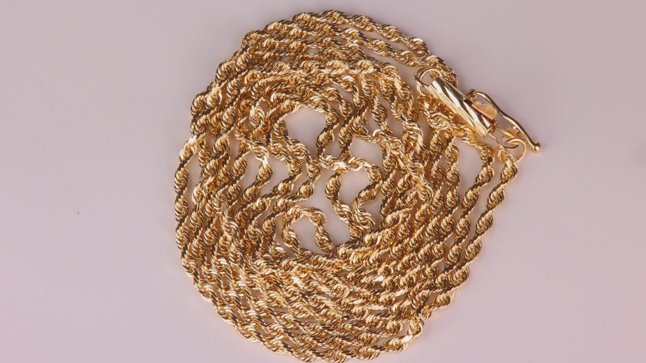 14K Yellow Gold Rope Link Chain 30"