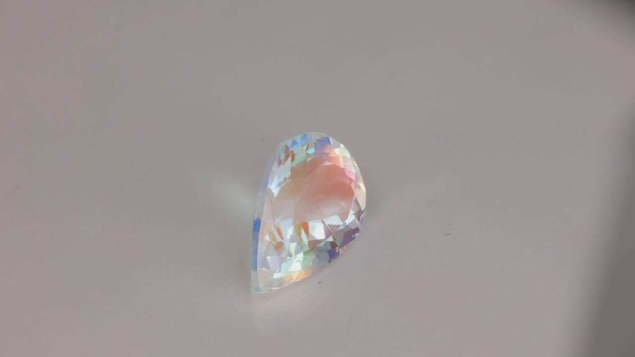 Pear Shape Brilliant Cut Rainbow Moonstone 2.85cts