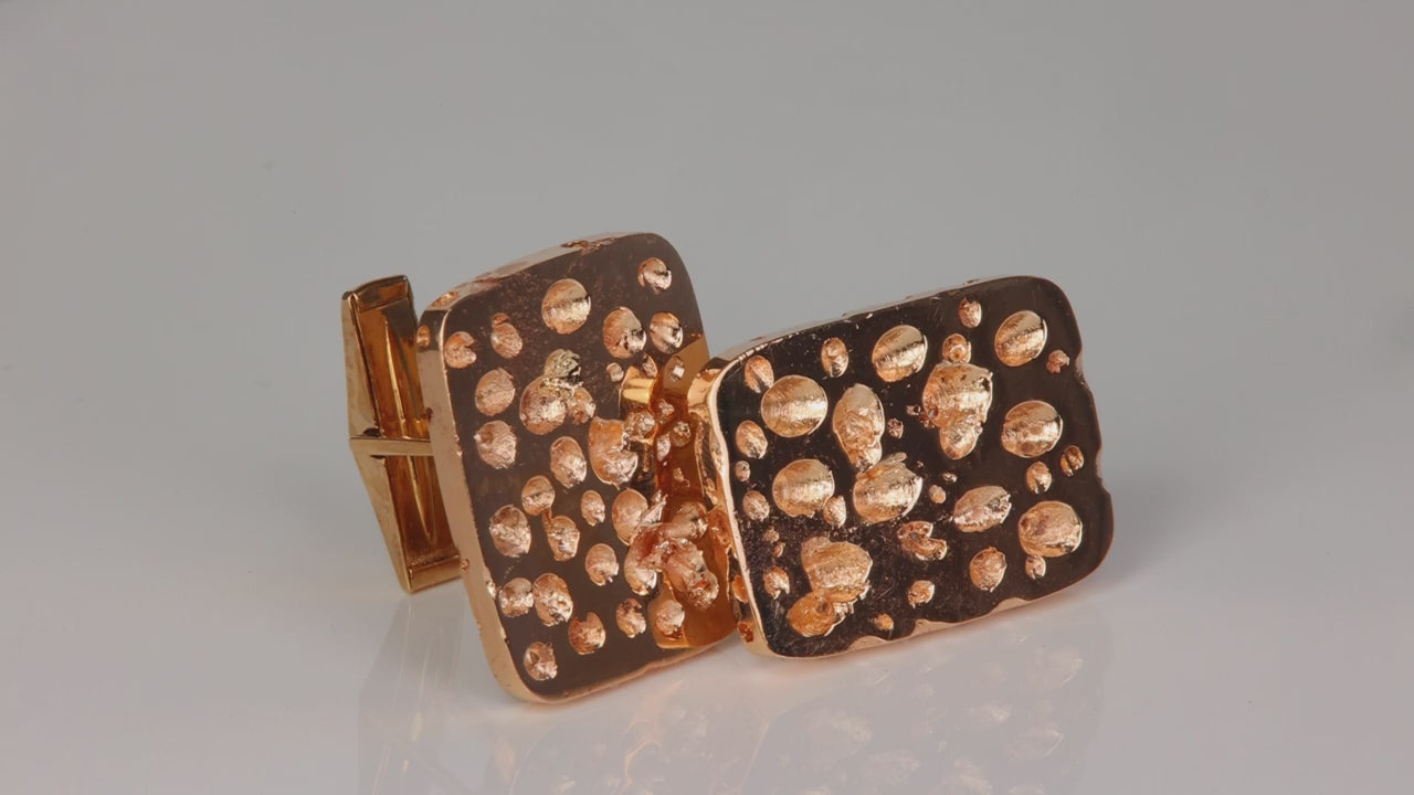 14K Yellow Gold Nugget Style Cufflink Pair