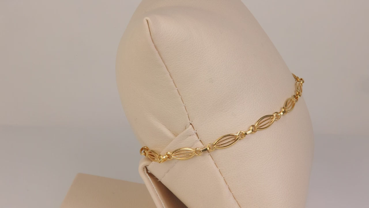 14K Yellow Gold Fancy Link Bracelet/Anklet 9.5"