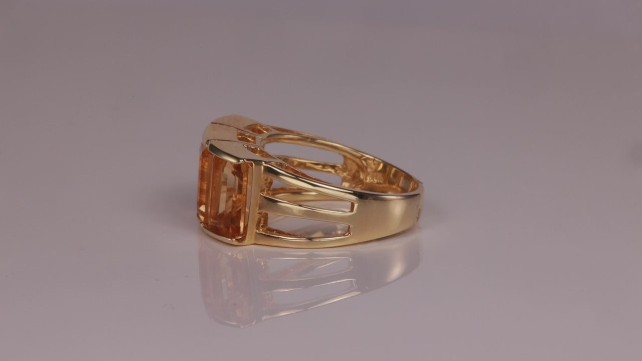 14K Yellow Gold Citrine Ring 6.75 Carats
