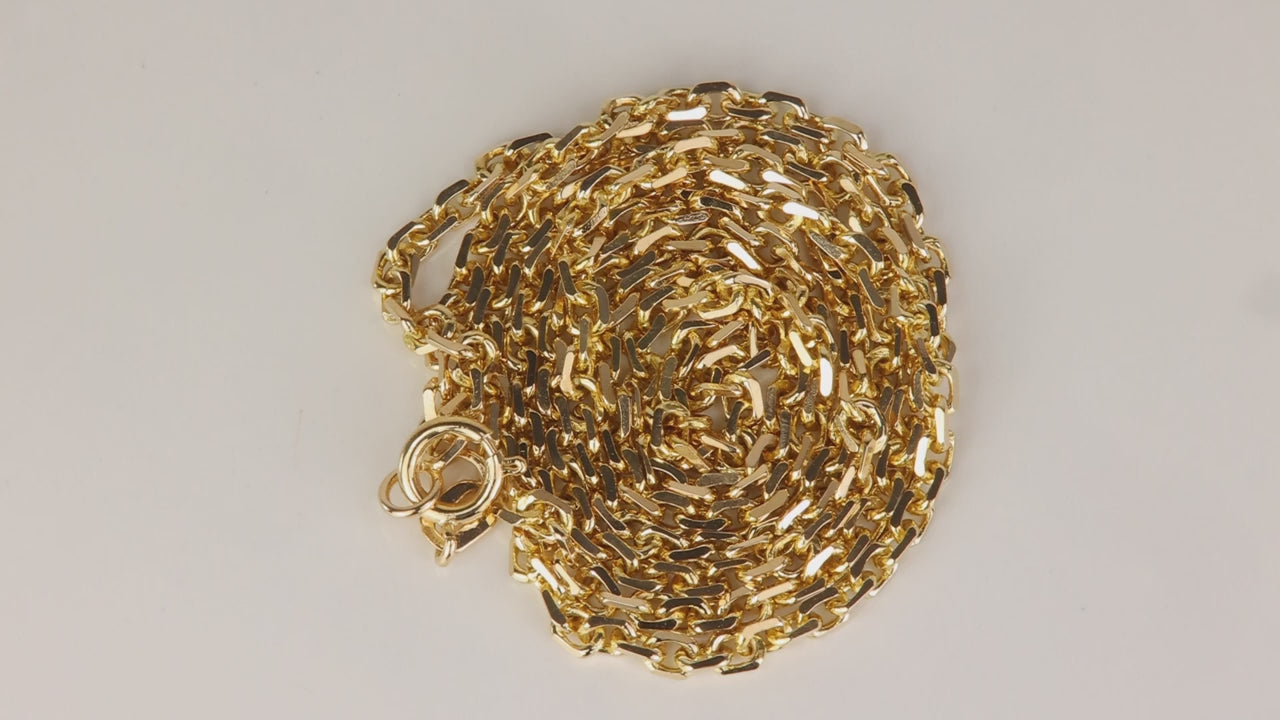 14K Yellow Gold Diamond Cut Cable Chain 18"