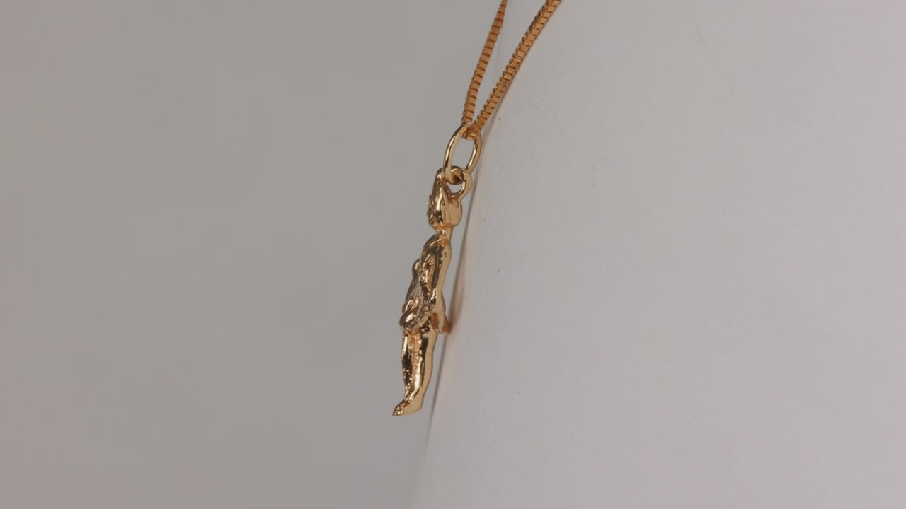 14K Yellow Gold Curtsy Girl Pendant/Charm