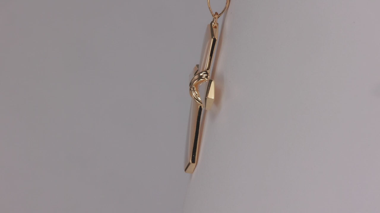 14K Yellow Gold Mother of Pearl Cross Pendant