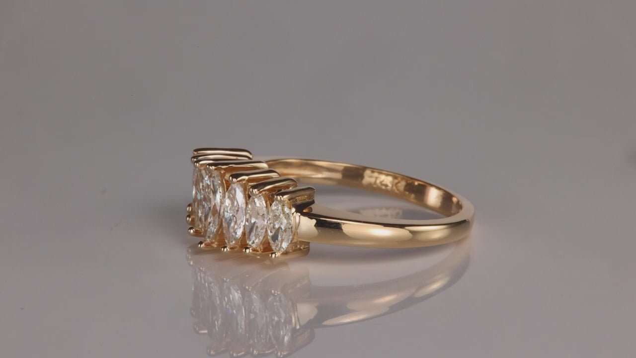 14K Yellow Gold Marquise Cut Diamond Ring 1.01cts