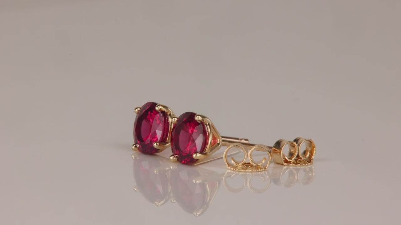 14K Yellow Gold Round Brilliant Rhodolite Studs 2.06cts