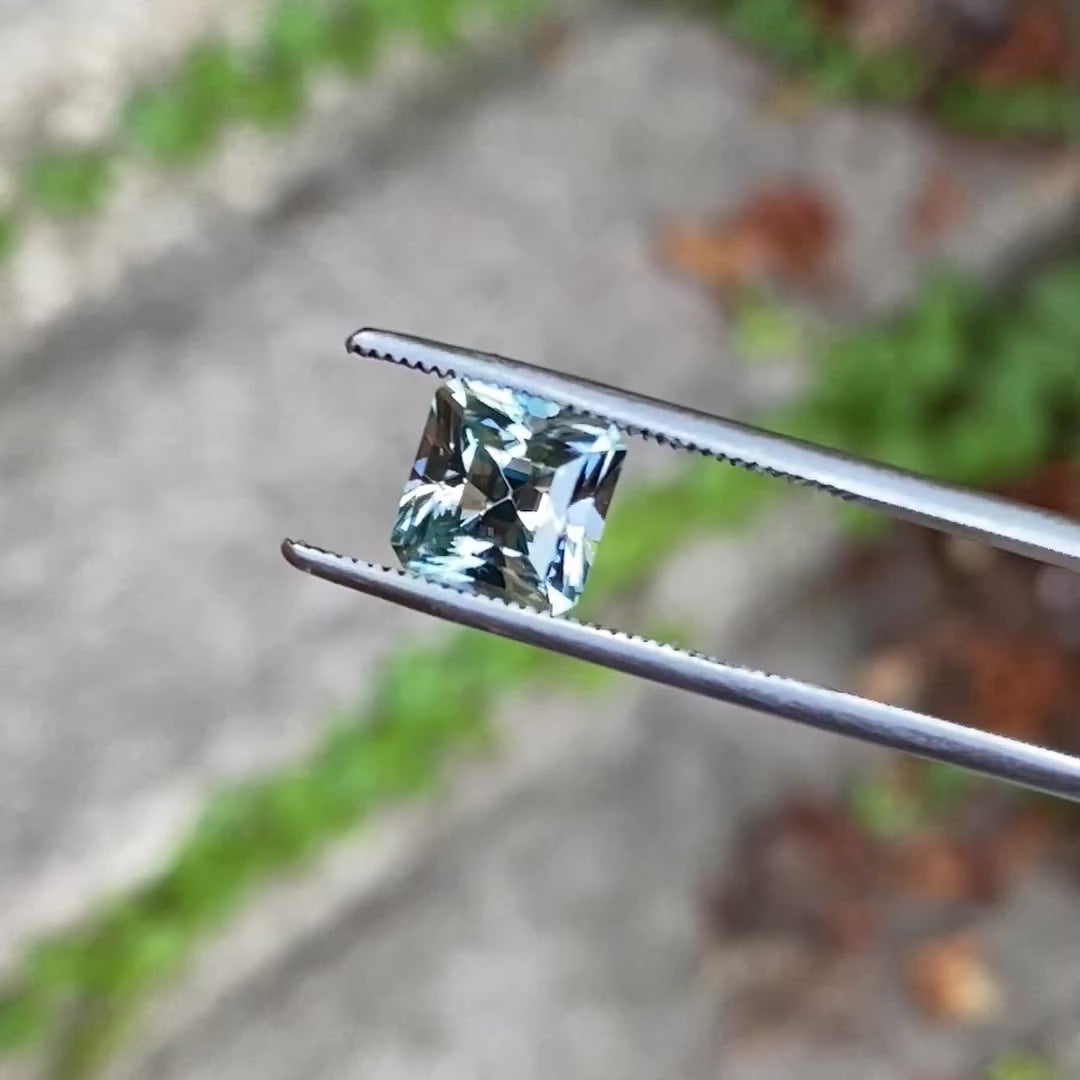 Barion Style Square Cut Blue Zircon From Cambodia 5.16 Carats