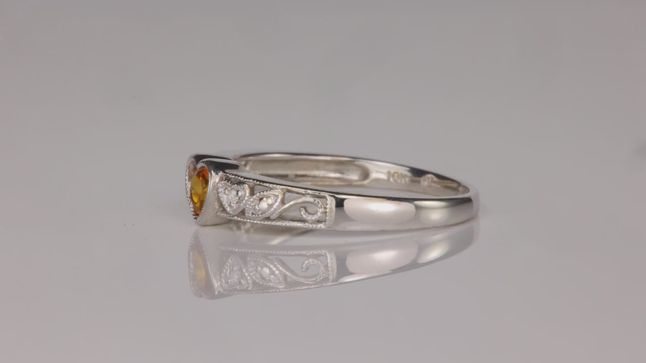 10K White Gold Citrine and Diamond Accent Ring .15cts