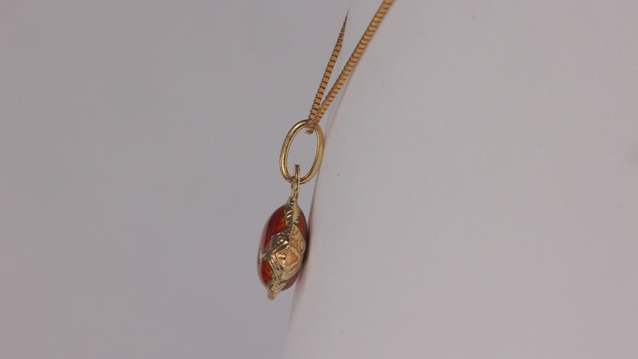 14K Yellow Gold Enameled Fish Pendant