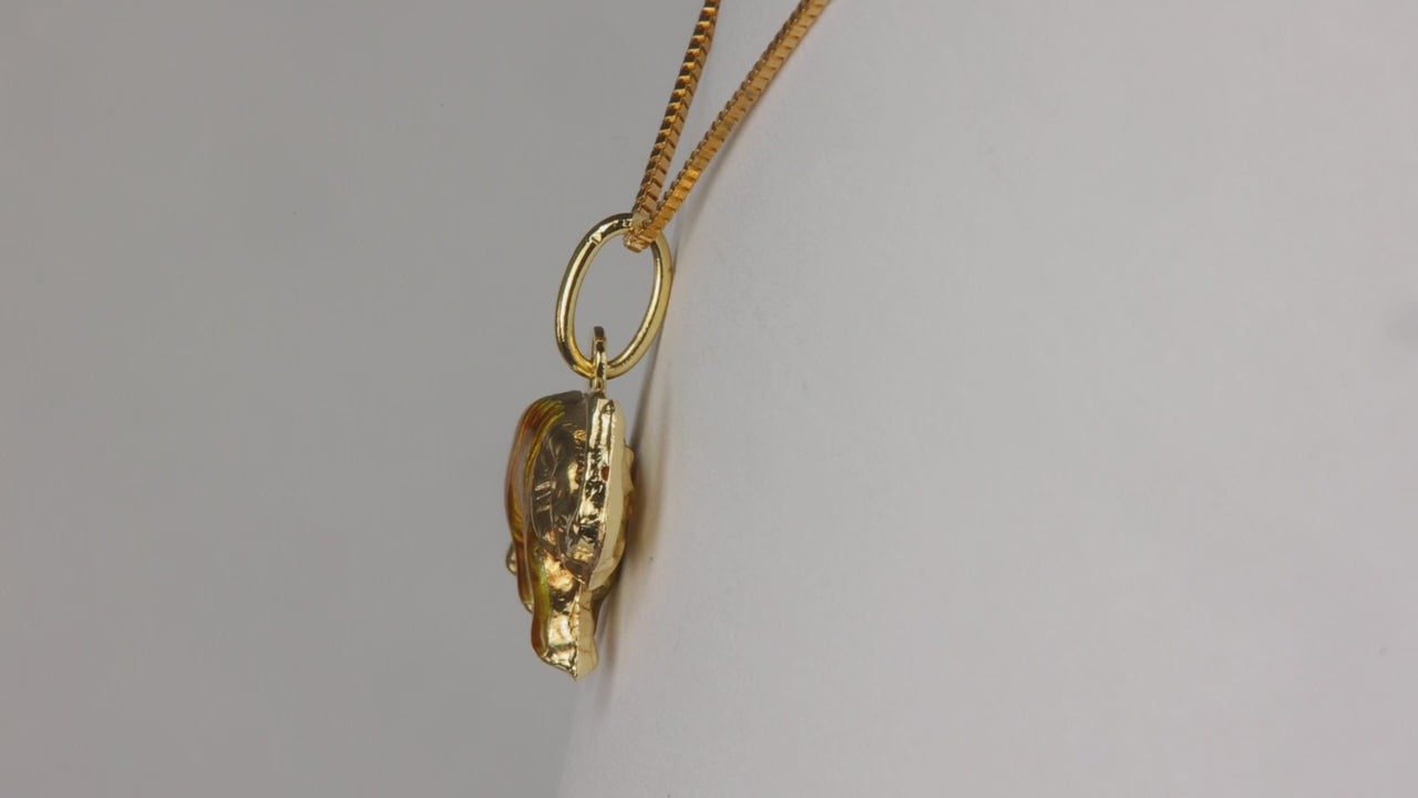 14K Yellow Gold Enameled Elephant Pendant/Charm