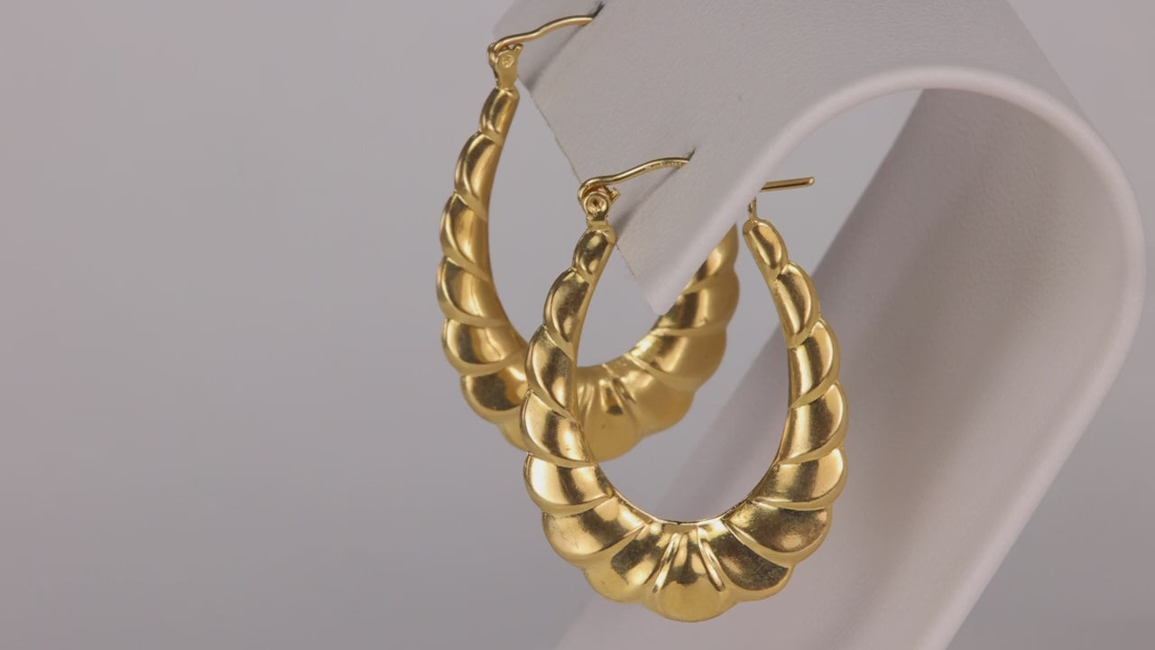 14K Yellow Gold Scalloped Earrings