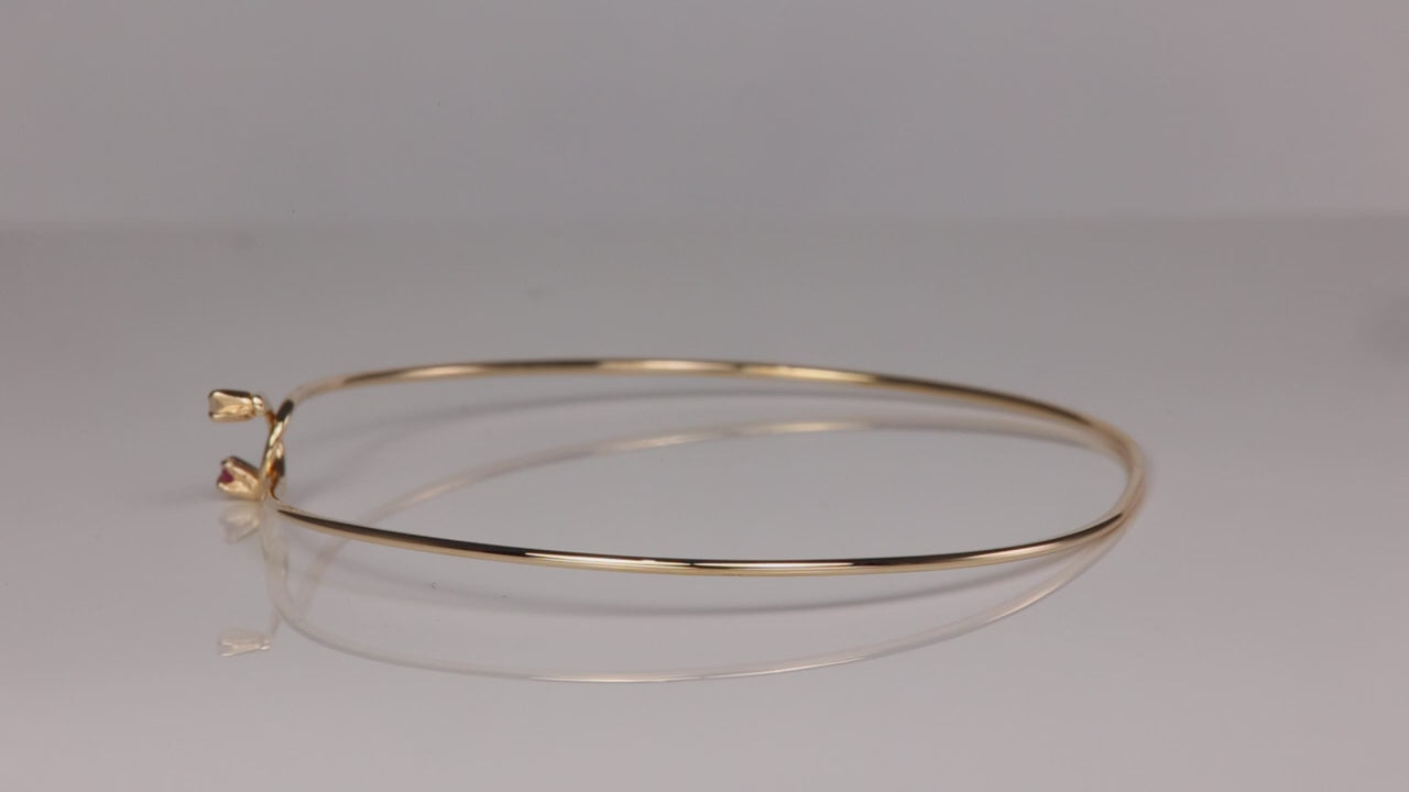 14K Yellow Gold Ruby and Diamond Flex Bangle Bracelet