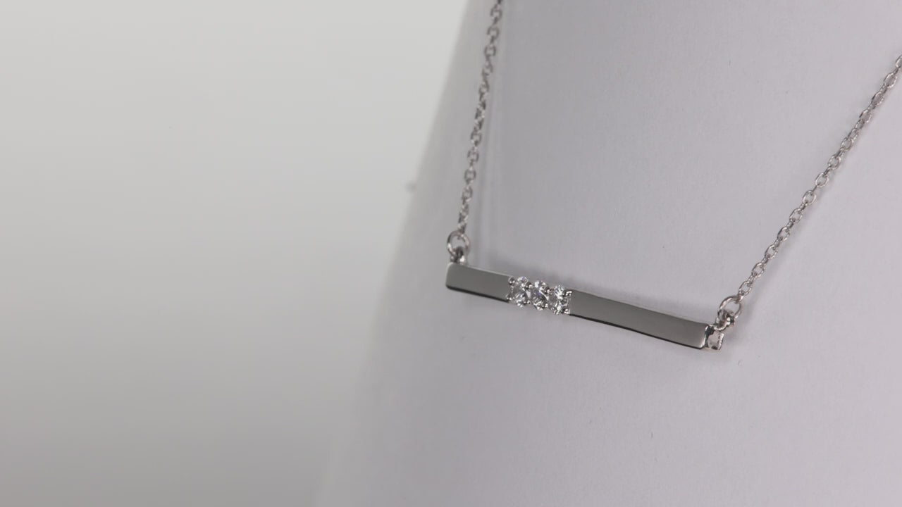 Platinum Bar Necklace with Three Natural Diamonds