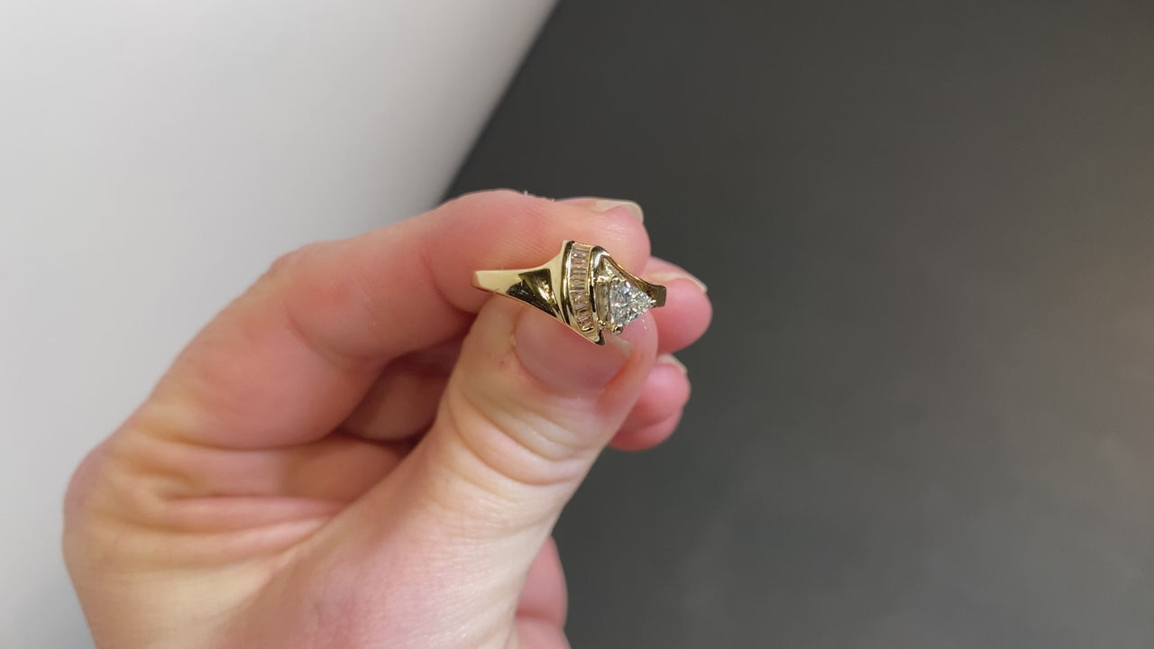 14K Yellow Gold Trilliant Diamond Ring .30 Carats