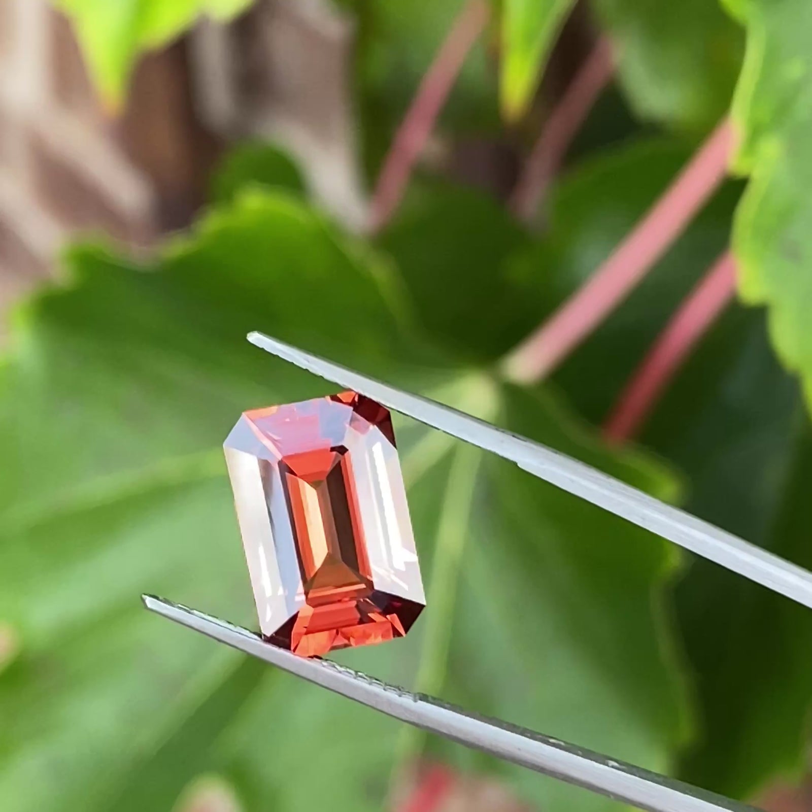 Emerald Cut Malaya Garnet From Tanzania 6.23cts