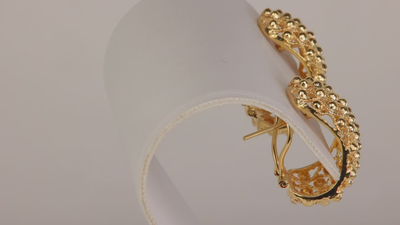 14K Yellow Gold Woven Bead Earrings
