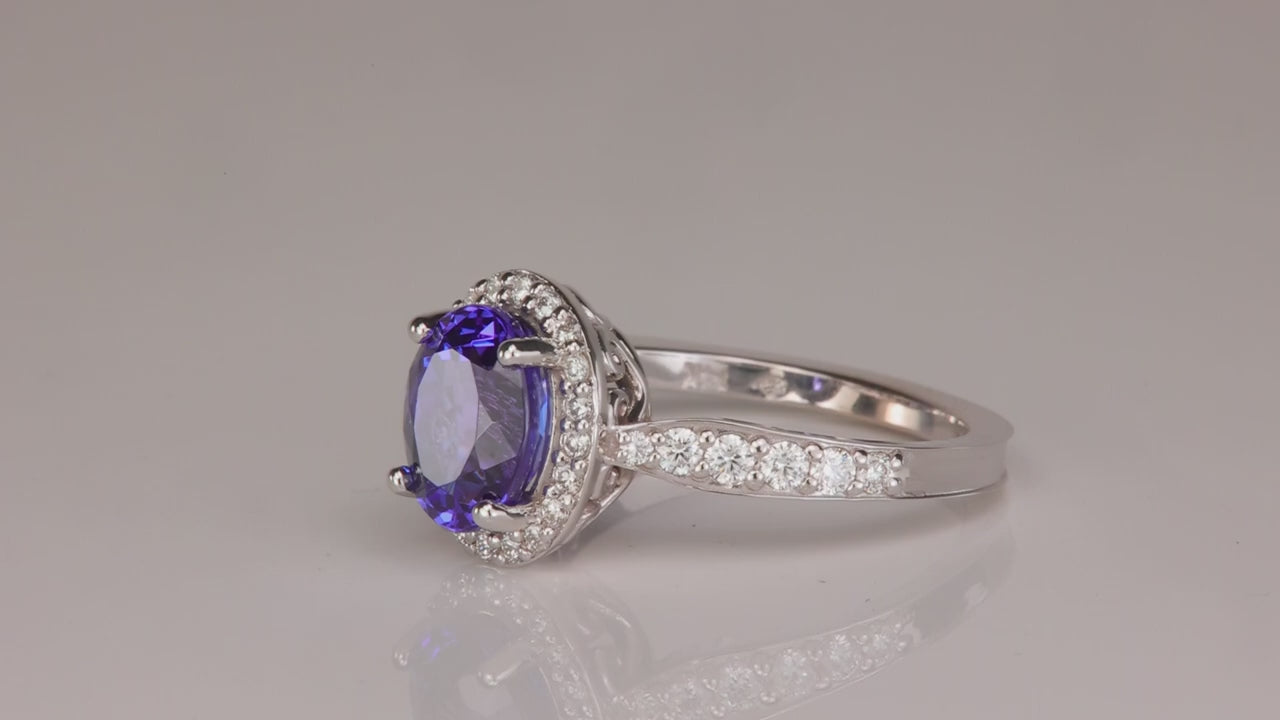 14K White Gold 2.65ct Tanzanite and Diamond Ring by Christopher Michael