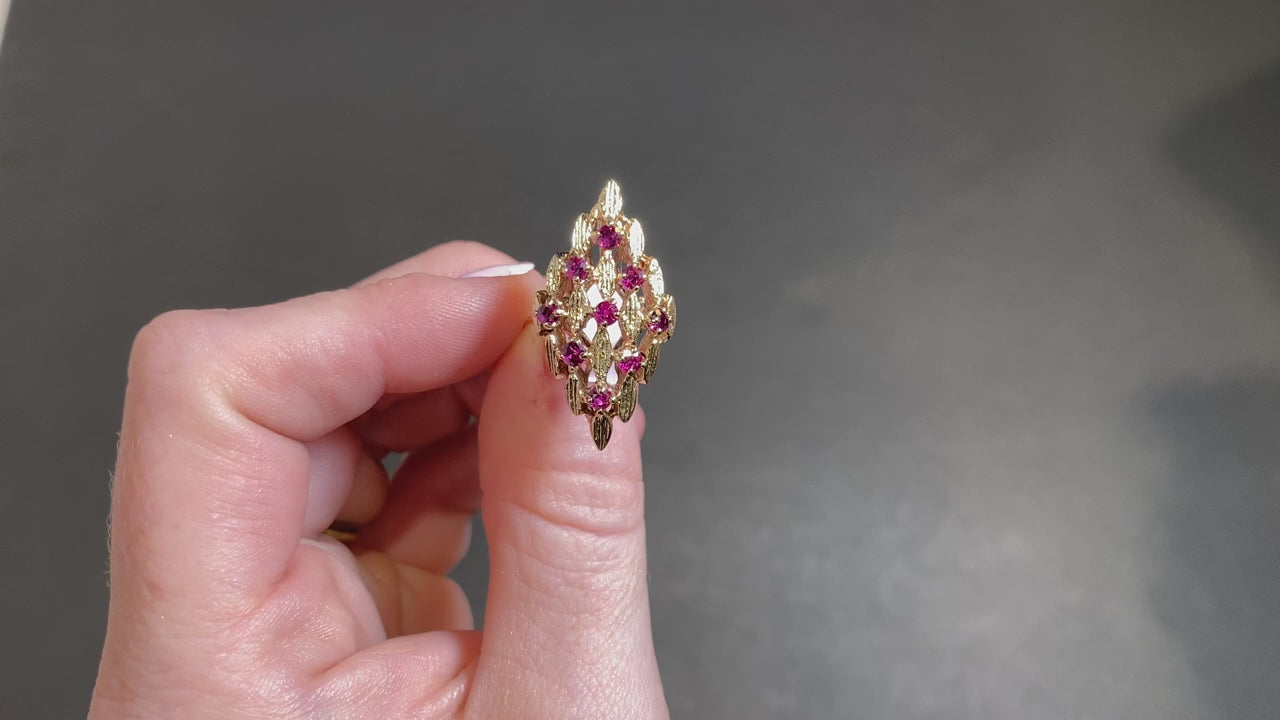 10K Yellow Gold and Ruby Cocktail Ring