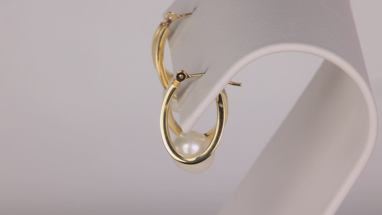14K Yellow Gold Freshwater Pearl Earrings