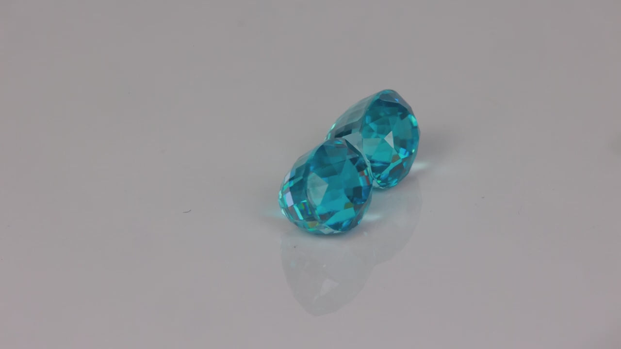 Pair of Oval Cut Blue Zircons 8.06 Carats