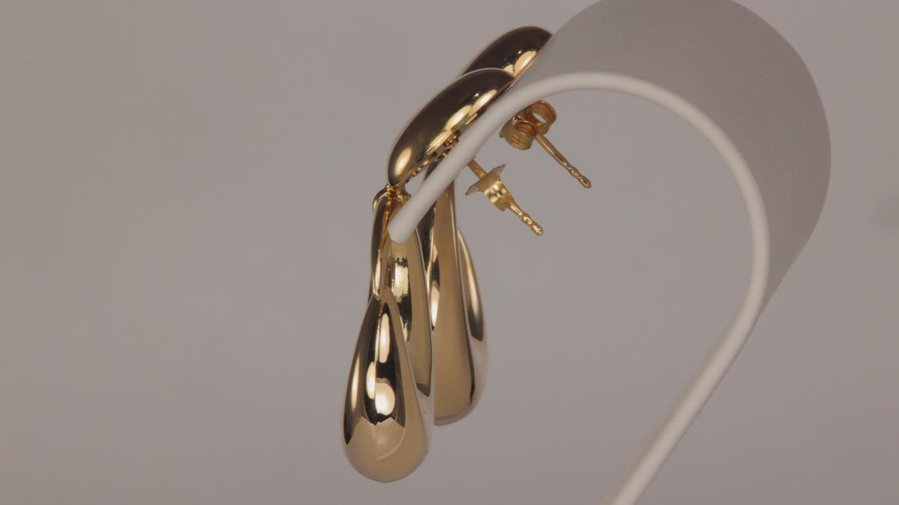 14K Yellow Gold Swirl Statement Earrings
