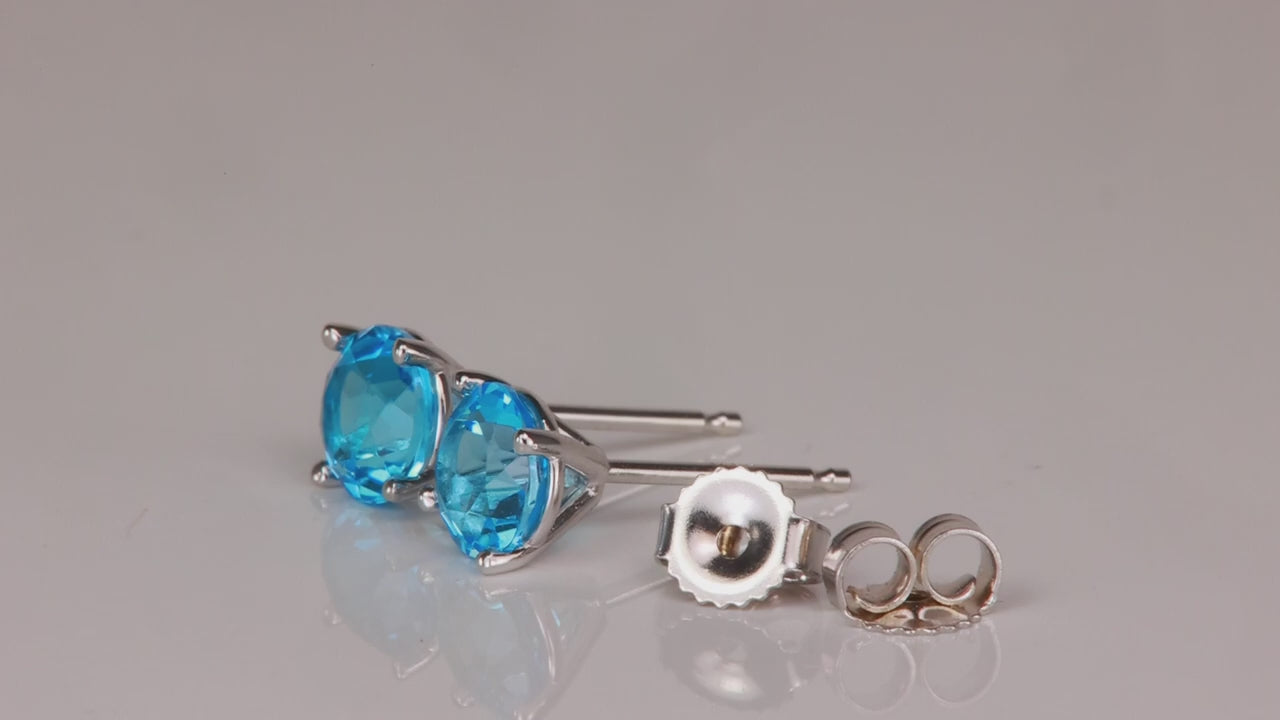 14K White Gold Blue Topaz Stud Earrings 1.64cts