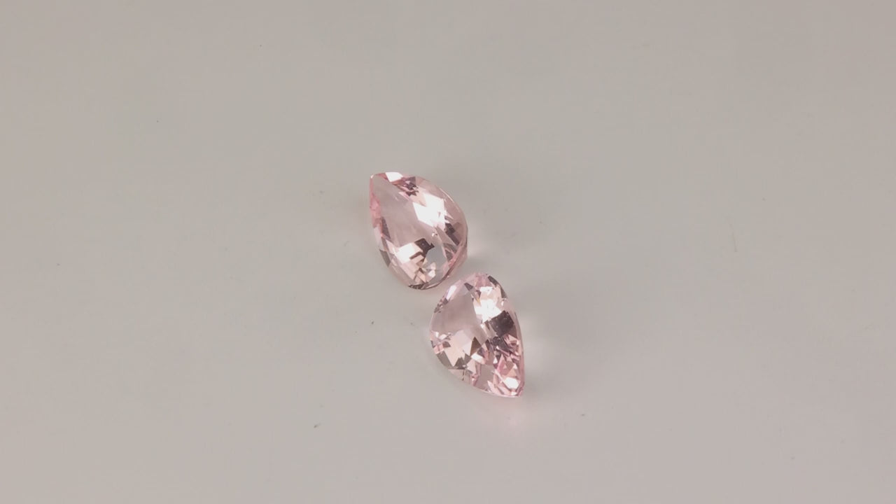 Pair of Pear Shape Brilliant Cut Morganites 2.19cts