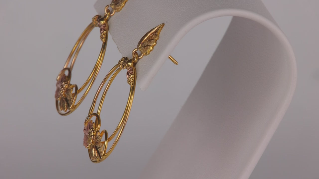 10K Yellow And Rose Gold Leaf Accented Earrings