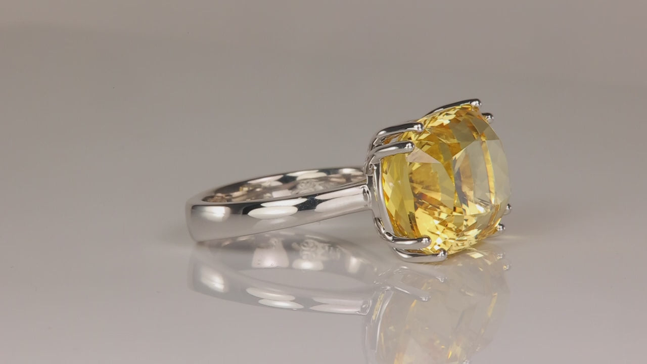14K White Gold Antique Cushion Cut Scapolite Ring 19.81cts by Christopher Michael