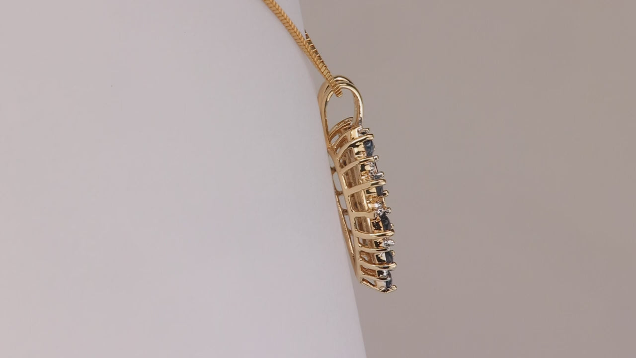 10K Yellow Gold Heart Pendant with Sapphire and Diamond