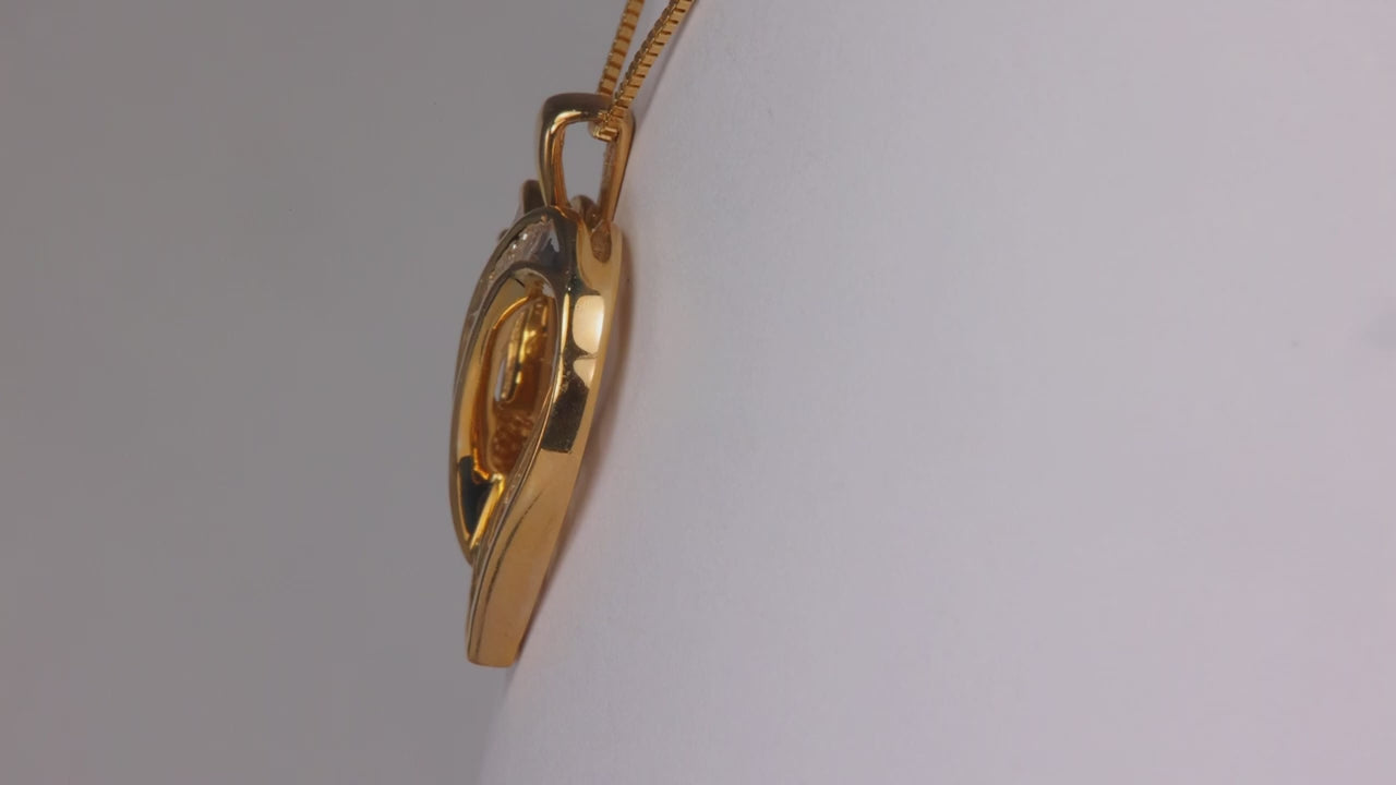 10K Yellow Gold Baguette Diamond Heart Pendant 1ct