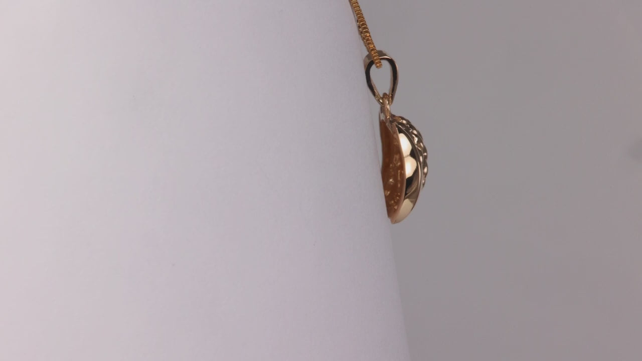 14K Yellow Gold Quilted Dome Pendant